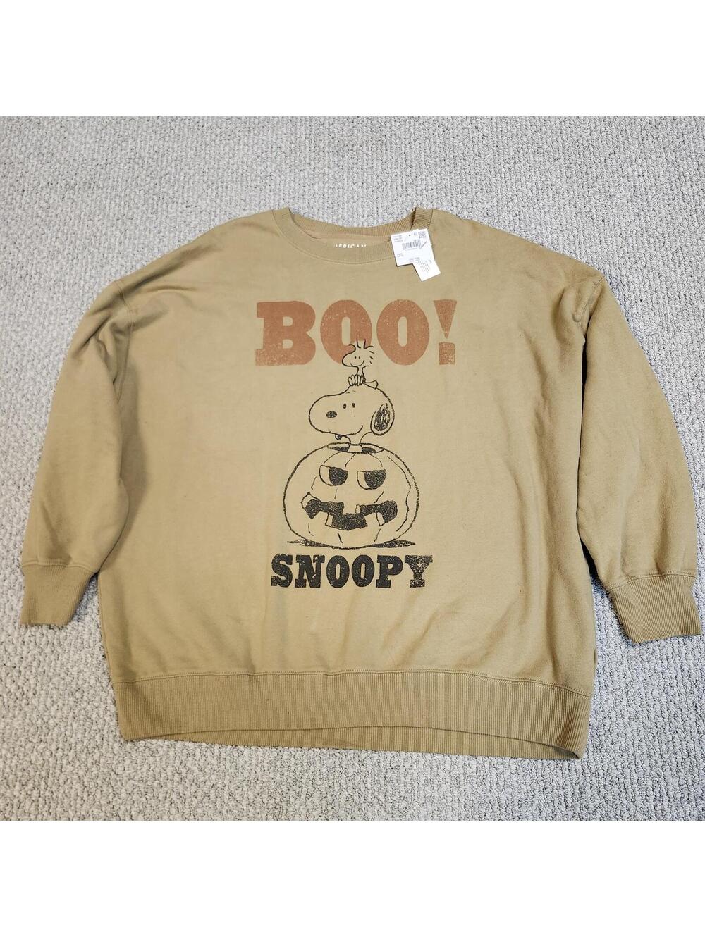 American Eagle XL Tan Snoopy Sweatshirt Brown NWT